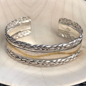 Signed silver and gold tone cuff